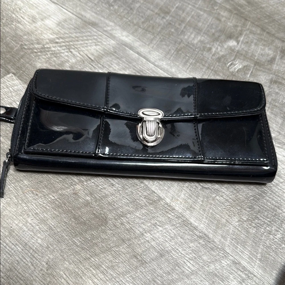 Patent Black Wallet Wristlet - Picture 7 of 13